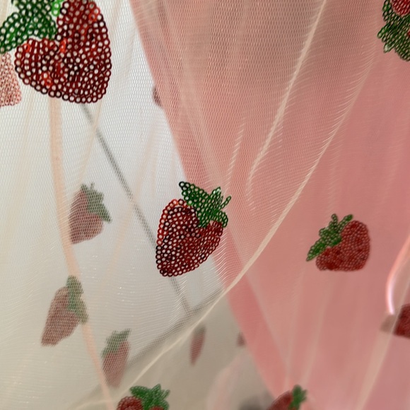 Glitter Strawberry Tulle Ruffle Maxi Dress - Picture 3 of 6